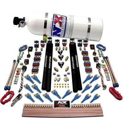 Nitrous Express Shark Dual Stage /Gas 16 Nozzles (200-1200HP) 8 Solenoids Nitrous Kit w/o Bottle