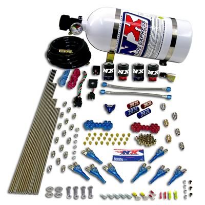 Nitrous Express Pro-Shk/Alc 4 Solenoids Nitrous Kit (250-650HP) w/15lb Bottle