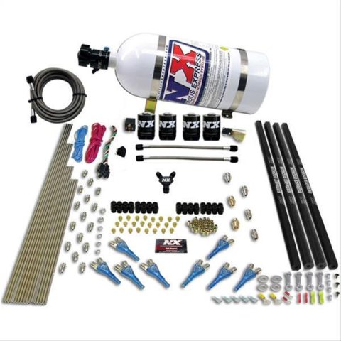 Nitrous Express Pro-Shk/Gas 4 Solenoids Nitrous Kit (200-600HP) w/Rails and 10lb Bottle