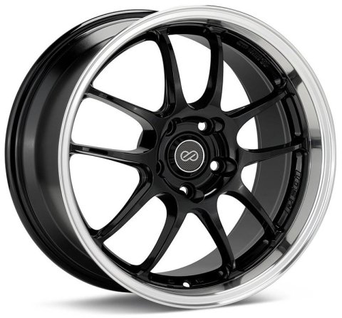 Enkei PF01SS 17x8 5x114.3 50mm Offset 75mm Bore Diameter Gloss Black w/ Machined Lip