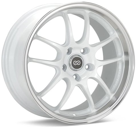Enkei PF01SS 17x9 5x114.3 48mm Offset 75mm Bore Diameter White with Machined Lip Wheel