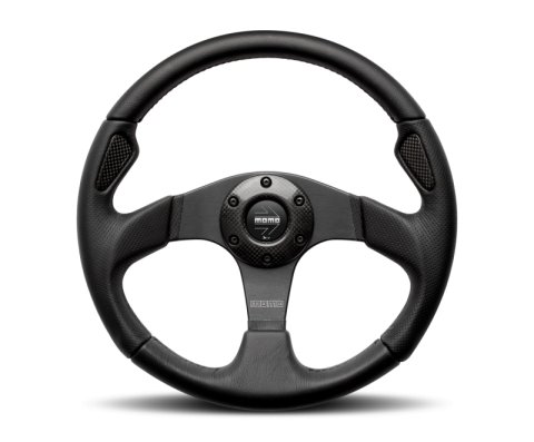 Momo Montecarlo Steering Wheel 320 mm - Black Leather/Red Stitch/Black Spokes
