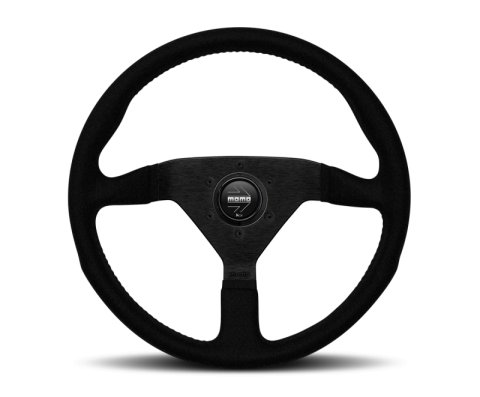 Momo Prototipo Steering Wheel 350 mm - Black Leather/Wht Stitch/Brushed Spokes