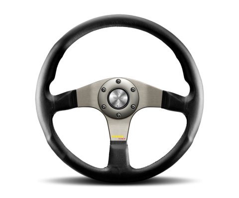 Momo Tuner Steering Wheel 350 mm - Black Leather/Red Stitch/Black Spokes
