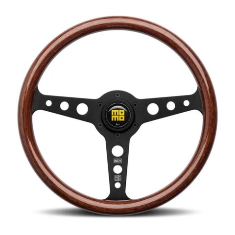 Momo Indy Steering Wheel 350 mm - Mahogany Wood/Brushed Black Spokes