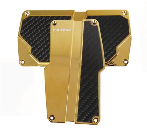 NRG Brushed Aluminum Sport Pedal A/T - Chrome Gold w/Black Carbon