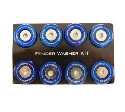 NRG M-Style Fender Washer Kit (TI Series) M6 Bolts For Metal (TI Burn Wshr/Silver Screw) - Set of 10