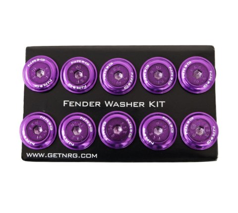 NRG Fender Washer Kit w/Color Matched M6 Bolt Rivets For Plastic (Purple) - Set of 10