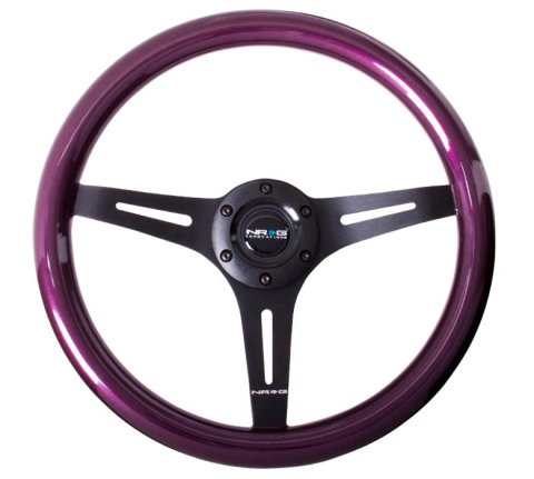 NRG Classic Wood Grain Steering Wheel (350mm) Purple Pearl/Flake Paint w/Black 3-Spoke Center
