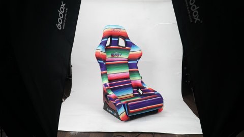 NRG FRP Bucket Seat PRISMA Serepi Edition W/ Red Pearlized Back Mexi-Cali Blanket Print - Large