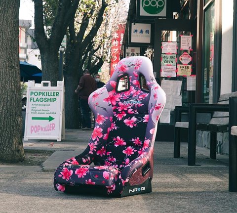 NRG FRP Bucket Seat PRISMA Japanese Cherry Blossom Edition W/ Pink Pearlized Back - Large
