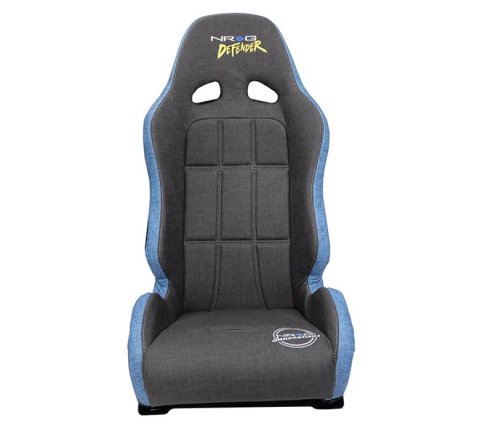 NRG GT Retro Bucket Seat - Black PVC Leather Yellow Stitching Yellow Glitter Fiberglass Back