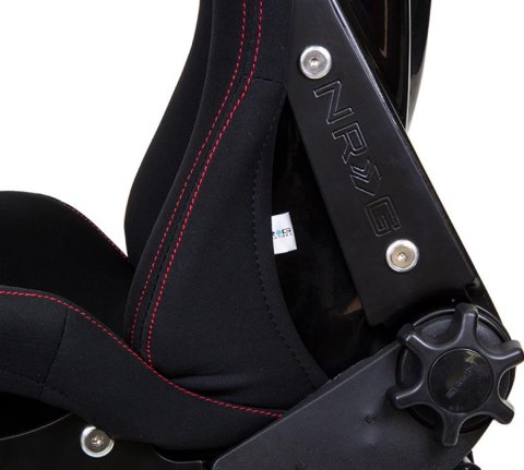 NRG FRP Bucket Seat - Reclinable (Black Cloth w/Red Stitching)