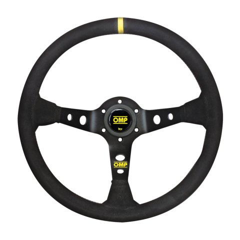 OMP Dished Steering Wheel Corsica 330/Black In Suede Leather With Anodized Spokes