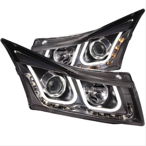 ANZO 2011-2015 Chevrolet Cruze Projector Headlights w/ U-Bar Black