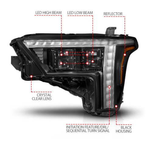 ANZO 22-24 Toyota Tundra (w/Factory LED Refl.) Z-Series Full LED Proj Headlights - Driver Side ONLY