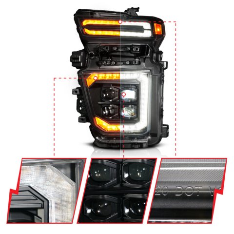 ANZO Z-Series 20-23 Chevy Silverado 2500/3500 Z-Series Full LED Proj Headlights Black - Driver Side