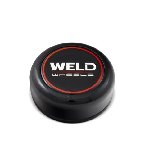 Weld 3.0in Alum O-Ring Cap 0.86in tall Gloss BLK/Gloss BLK Lens/CHR logo