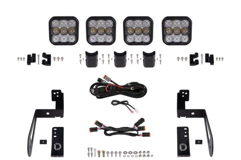 Diode Dynamics Jeep JK SS5 4-Pod CrossLink Grille Lightbar Kit Sport - White Combo