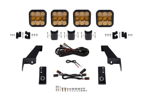 Diode Dynamics Jeep JL SS5 4-Pod CrossLink Grille Lightbar Kit Sport - Yellow Combo