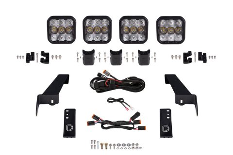 Diode Dynamics Jeep JL SS5 4-Pod CrossLink Grille Lightbar Kit Sport - White Combo