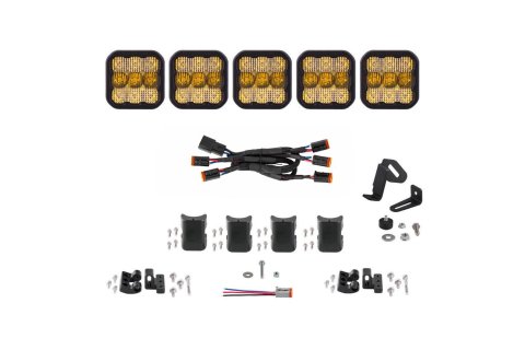 Diode Dynamics SS5 Sport Universal CrossLink 5-Pod Lightbar - Yellow Combo