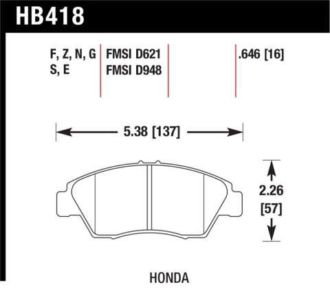 Hawk 02-06 RSX (non-S) Front / 03-09 Civic Hybrid / 04-05 Civic Si Rear Performance Ceramic Street