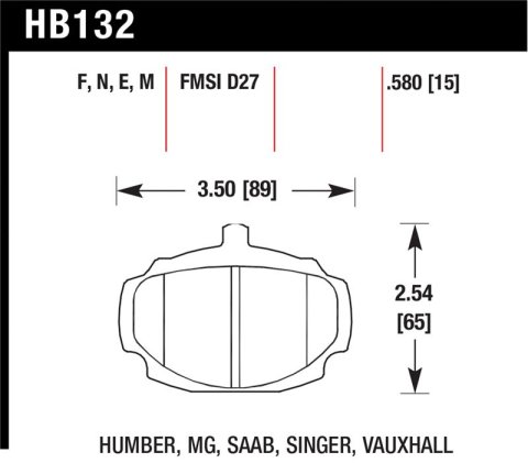 Hawk 62-81 MG MGB Black Race Front Brake Pads