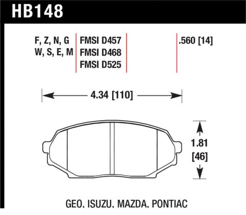 Hawk 90-93 Mazda Miata (NA) HT-10 Race Front Brake Pads