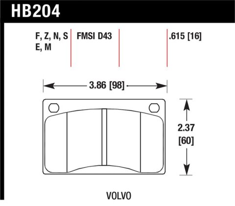 Hawk 90-93 Volvo 240 / 75-89 Volvo 245 HT-10 Race Front Brake Pads