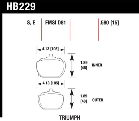 Hawk 70-73 Triumph Stag / 80-82 Triumph TR8 HT-10 Race Front Brake Pads