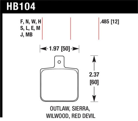 Hawk Wilwood DL Single Outlaw w/0.156in Center Hole DTC-30 Race Pads