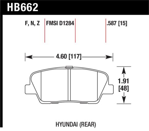 Hawk 10 Hyundai Genesis Coupe (w/o Brembo Breaks) HP+ Autocross 15mm Rear Brake Pads