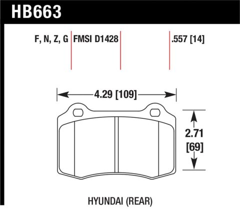 Hawk 10 Hyundai Genesis Coupe (Track w/ Brembo Breaks) Performance Ceramic Street 14mm Rear Brake Pa