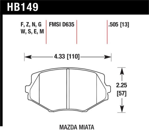 Hawk 94-05 Miata (01-05 Normal Suspension) Blue 9012 Race Front Brake Pads D635