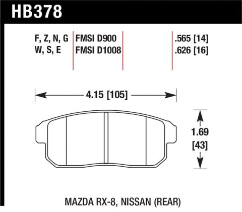 Hawk 03-07 RX8 Blue 9012 Race Rear Brake Pads D1008