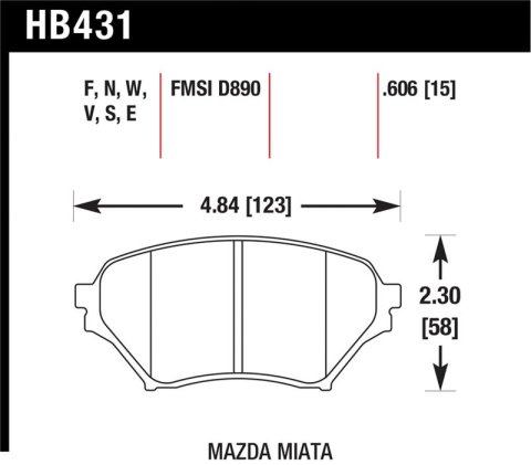 Hawk 01-05 Miata w/ Sport Suspension HP+ Street Front Brake Pads D890