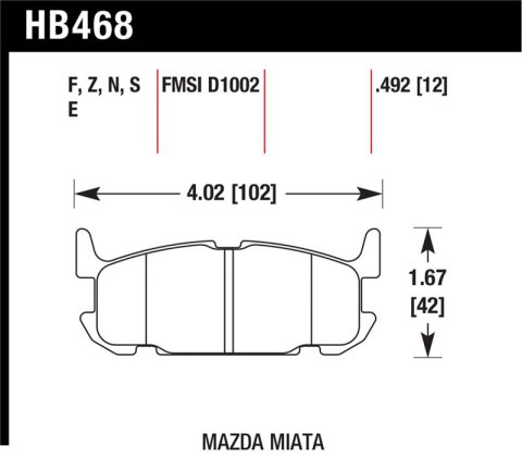Hawk 03-05 Miata w/ Sport Suspension HP+ Street Rear Brake Pads (D1002)