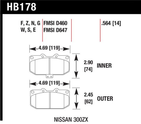 Hawk 06-07 WRX / 89-96 Nissan 300ZX / 89-93 Skyline GT-R HPS Street Front Brake Pads