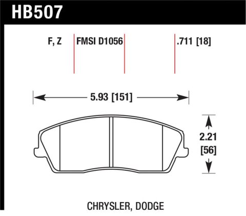 Hawk 09-10 Dodge Challenger SE/06-10 Charger SE/05-10 Chrysler 300 HPS Street Front Brake Pads