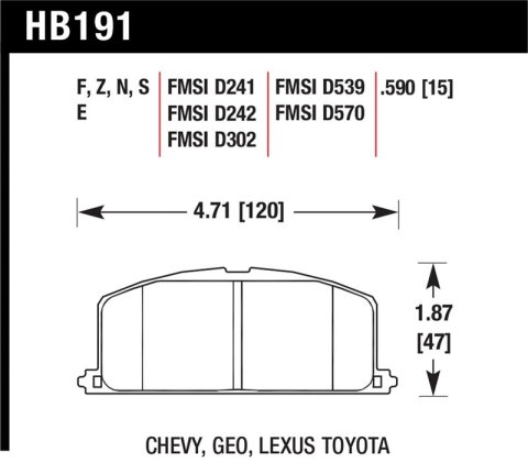 Hawk 86-88 Chevy Nova / 90-92 Geo Prizm GSI / 90-92 Prizm LSI / Toyota (Various) Race Front Brake Pa