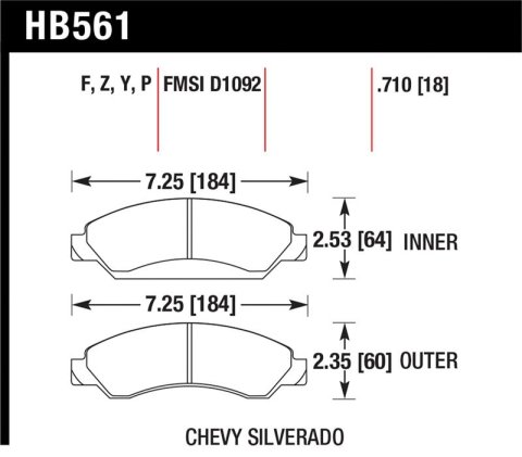 Hawk Cadillac / Chev Avalanche/Silverado/Suburban/Tahoe / GMC Sierra Yukon HPS Front Street Brake Pa