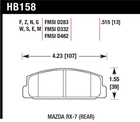 Hawk 84-91 Mazda RX-7 / 03-05 Mazda 6 Blue 9012 Race Rear Brake Pads