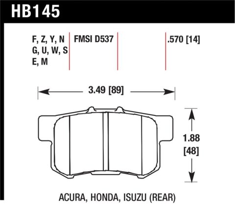 Hawk 06+ Civic Si Ceramic Street Rear Brake Pads
