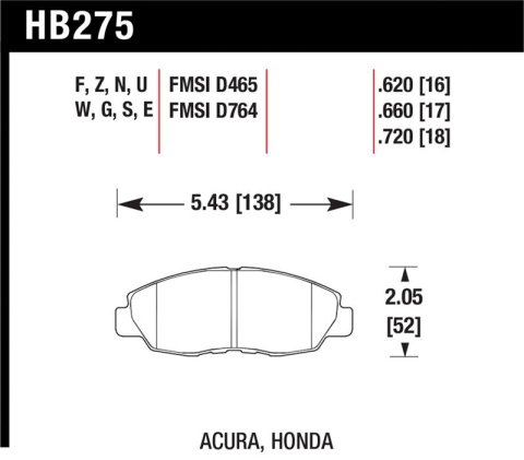 Hawk Acura/ Honda Performance Ceramic Street Front Brake Pads