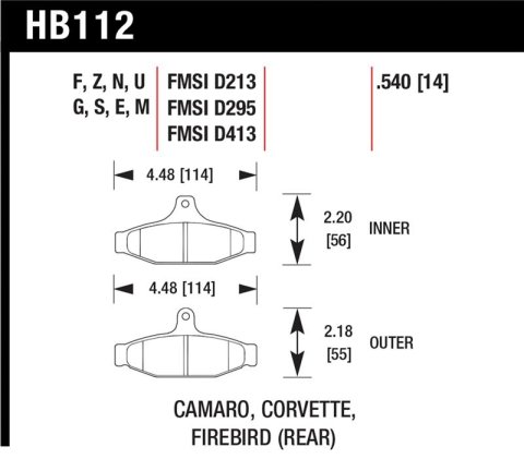 Hawk 84-96 Corvette /88-97 Pontiac Firebird HT-10 Race Rear Brake Pads