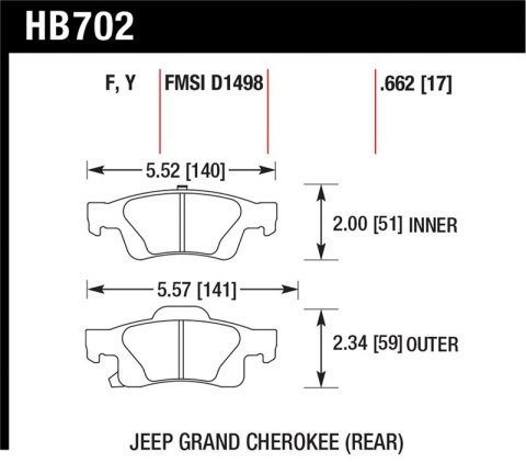 Hawk 11-12 Dodge Durango / 11-12 Jeep Grand Cherokee HPS Rear Street Brake Pads
