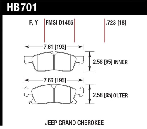 Hawk 11-12 Dodge Durango / 11-12 Jeep Grand Cherokee Perf Ceramic Front Street Brake Pads