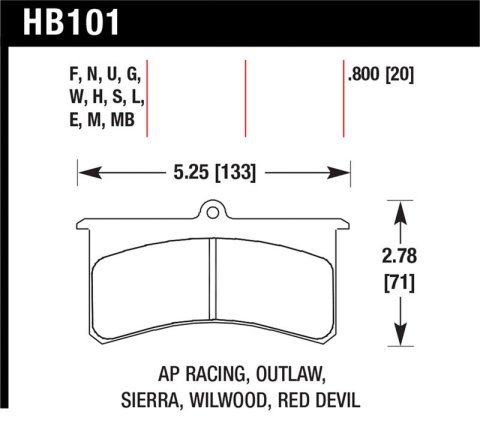 Hawk Aerospace Components / AP Racing / Brakeman / CNC / Coleman / Outlaw DTC-60 Race Brake Pads