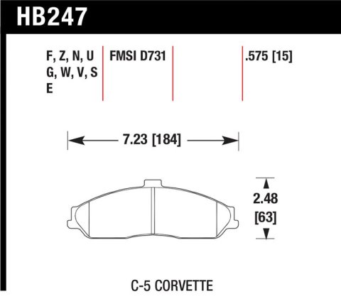 Hawk 97-06 Corvette (incl C5 Z06) HPS Street Front Brake Pads
